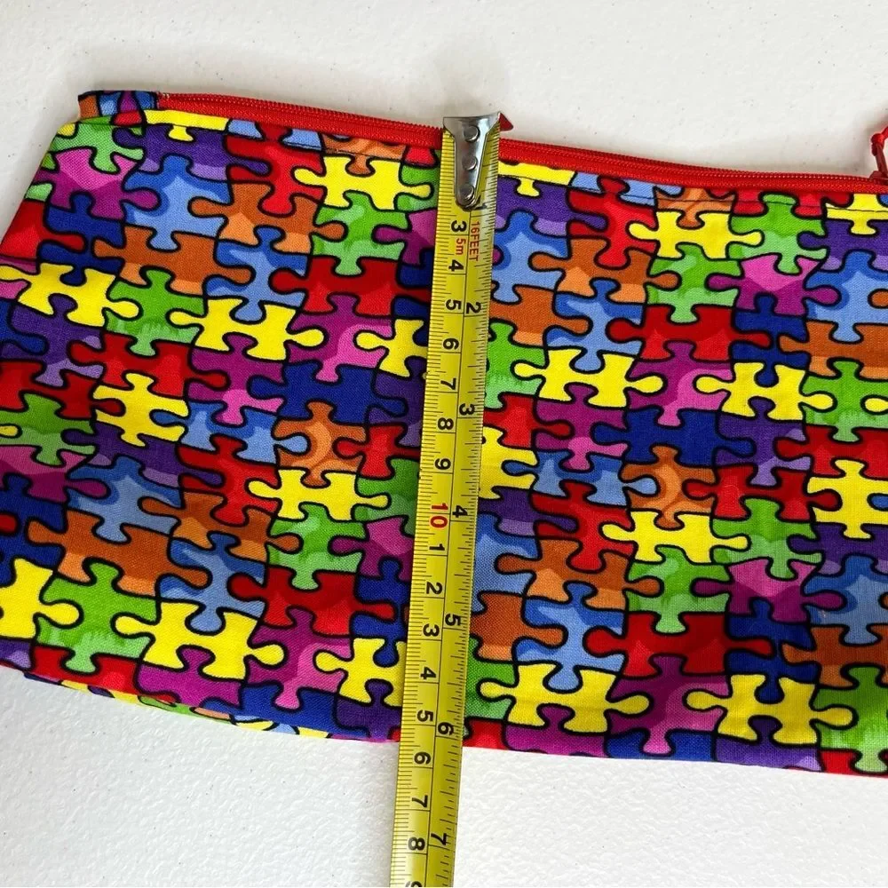 Handmade Retreat Cosmetic Bag Keychain Autism Puzzle Piece Set New Zipper Pouch